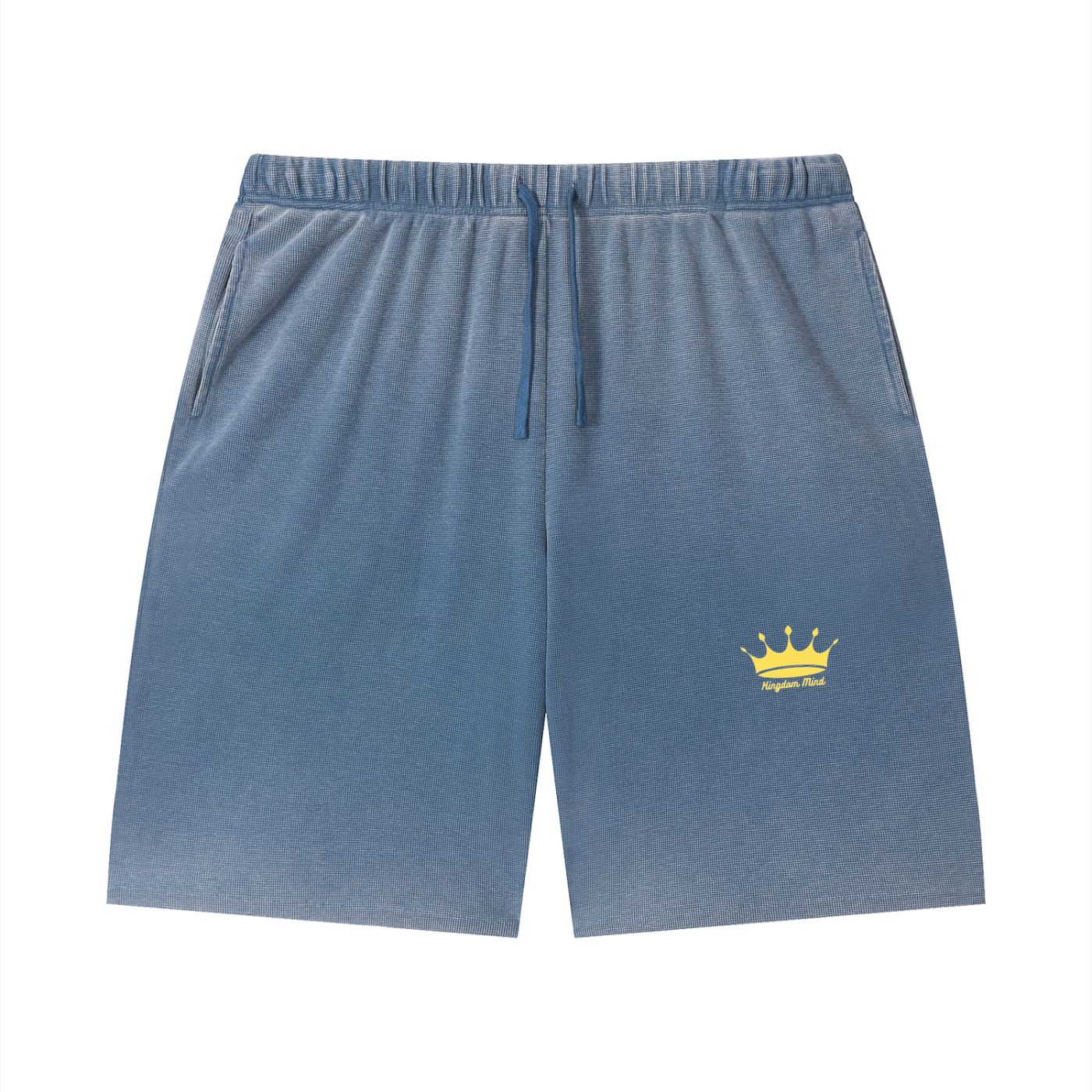 Unisex Vintage Wash Sunfade Waffle Raw Hem Shorts