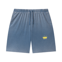 Unisex Vintage Wash Sunfade Waffle Raw Hem Shorts