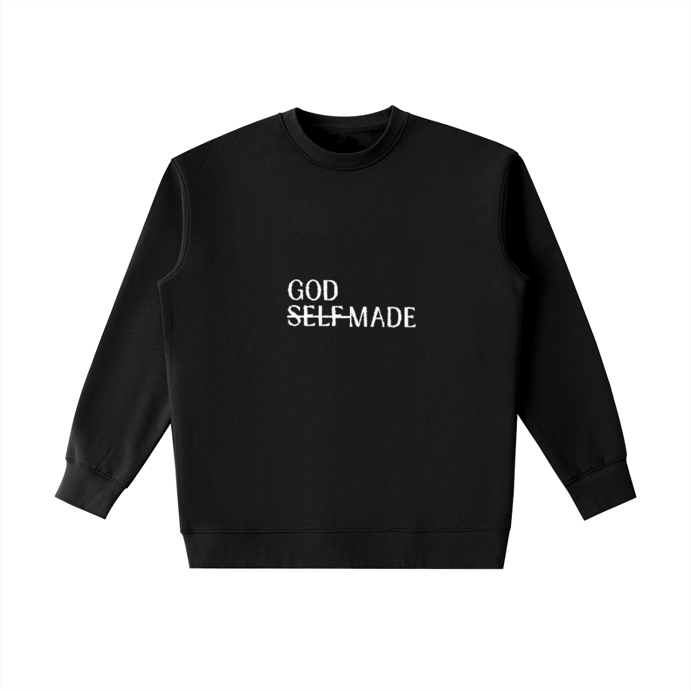 God-Made Heavyweight Crewneck by Kingdom Mind Apparel, front view showing navy blue color and classic crewneck design.
