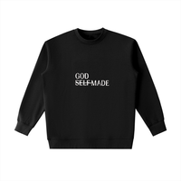 God-Made Heavyweight Crewneck by Kingdom Mind Apparel, front view showing navy blue color and classic crewneck design.