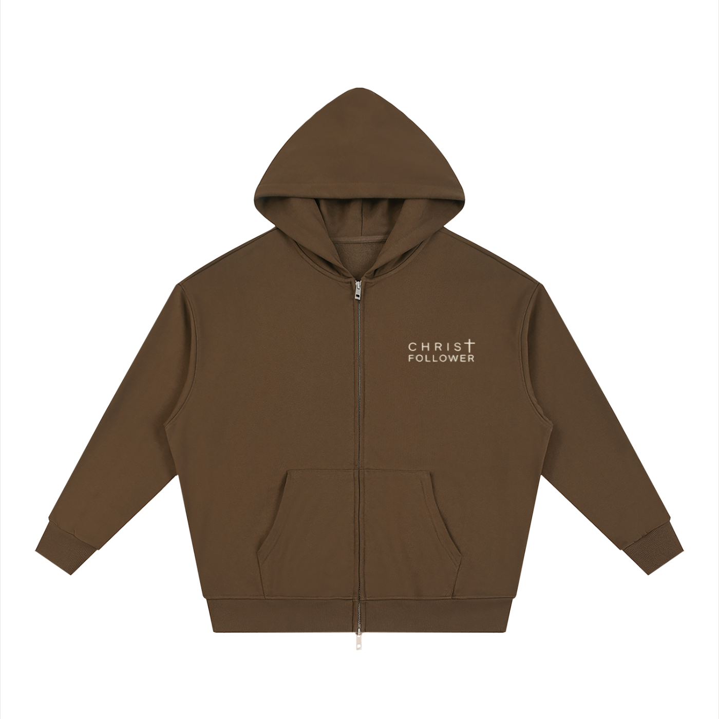 Unisex Loose Solid Full Zip Hoodie