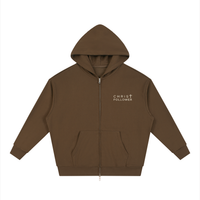 Unisex Loose Solid Full Zip Hoodie
