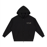 Unisex Loose Solid Full Zip Hoodie
