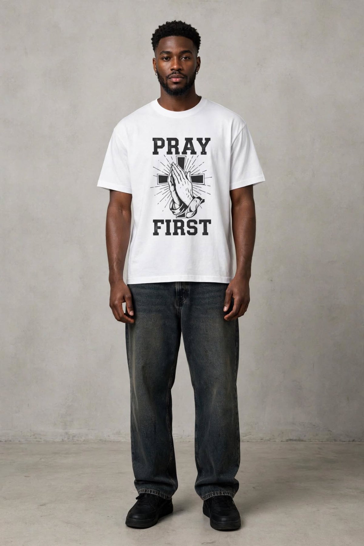 Pray First White Tee