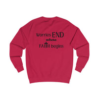Faith Sweatshirt — "Worries End Where Faith Begins" Christian Crewneck