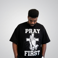 Pray First Black Tee