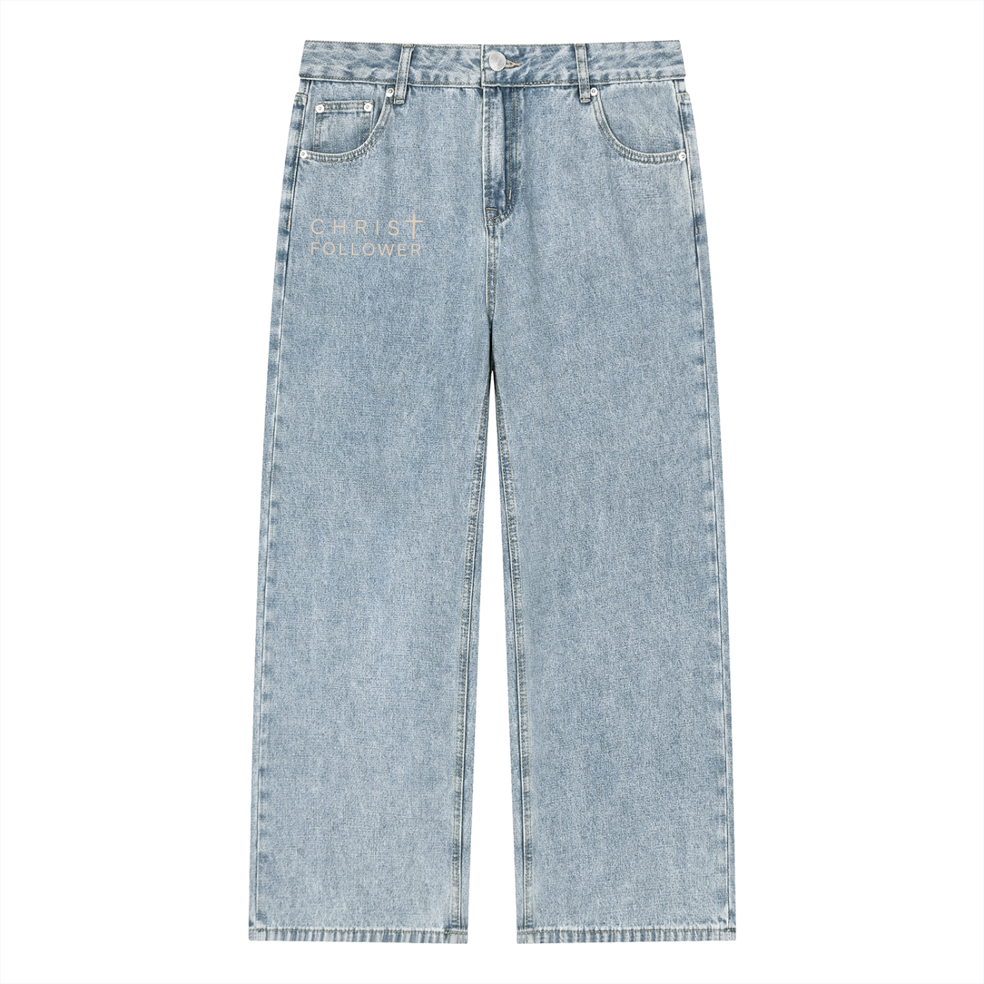 Unisex Vintage Wash Straight Leg Jeans