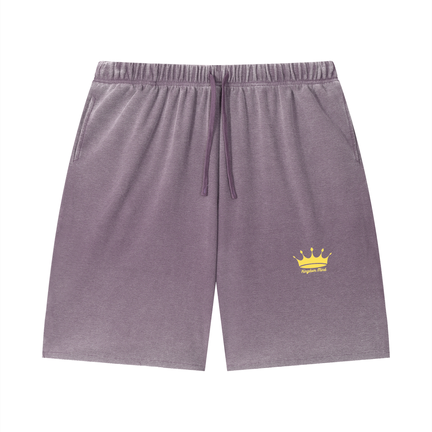 Unisex Vintage Wash Sunfade Waffle Raw Hem Shorts