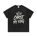 Christ My King bundle featuring a T-shirt and shorts set by Kingdom Mind Apparel, displayed on a neutral background.