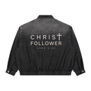 Unisex Vintage Wash Full-Zip Denim Jacket