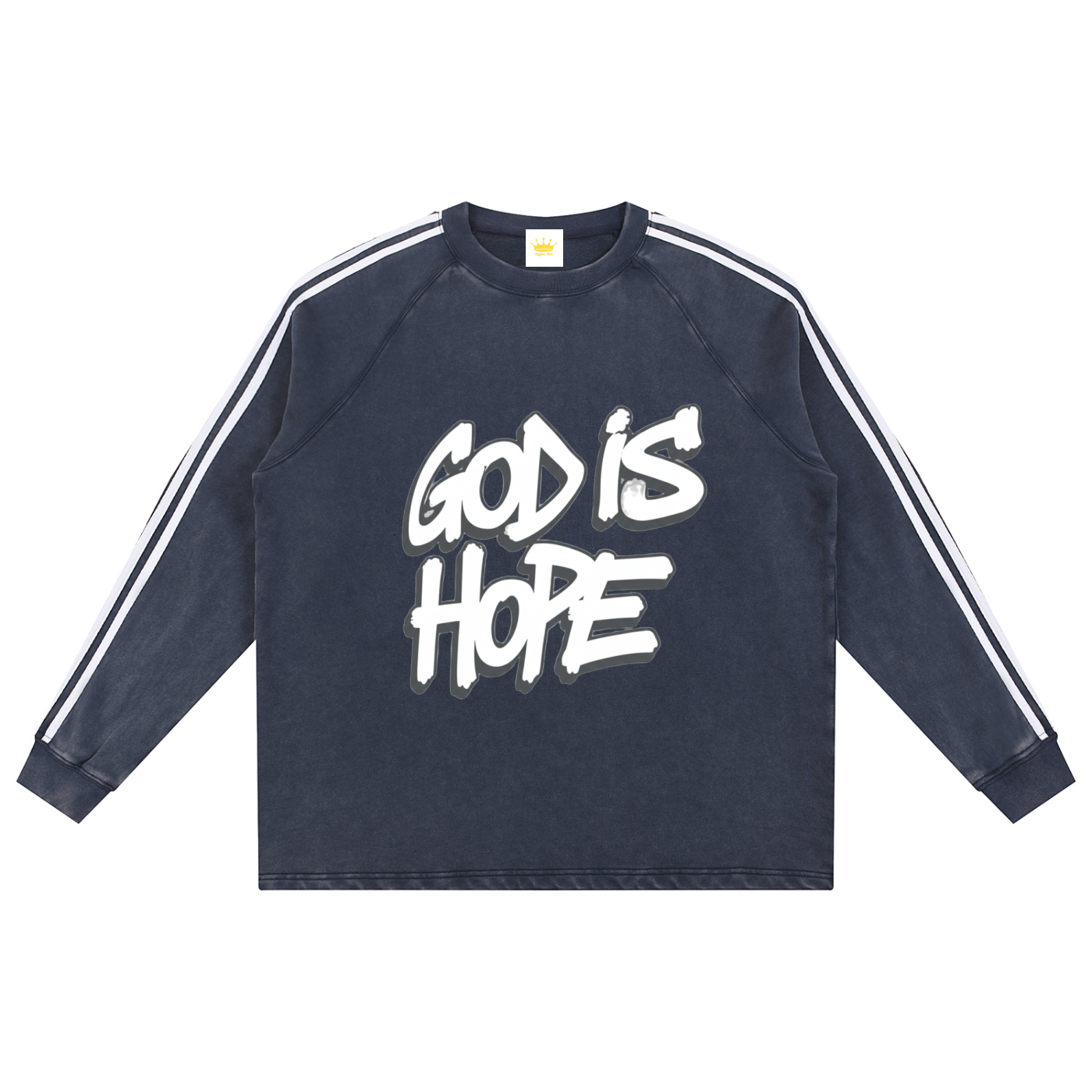 Kingdom Mind Apparel God is Hope sweatshirt featuring a comfortable gray fabric and bold printed message on the front.