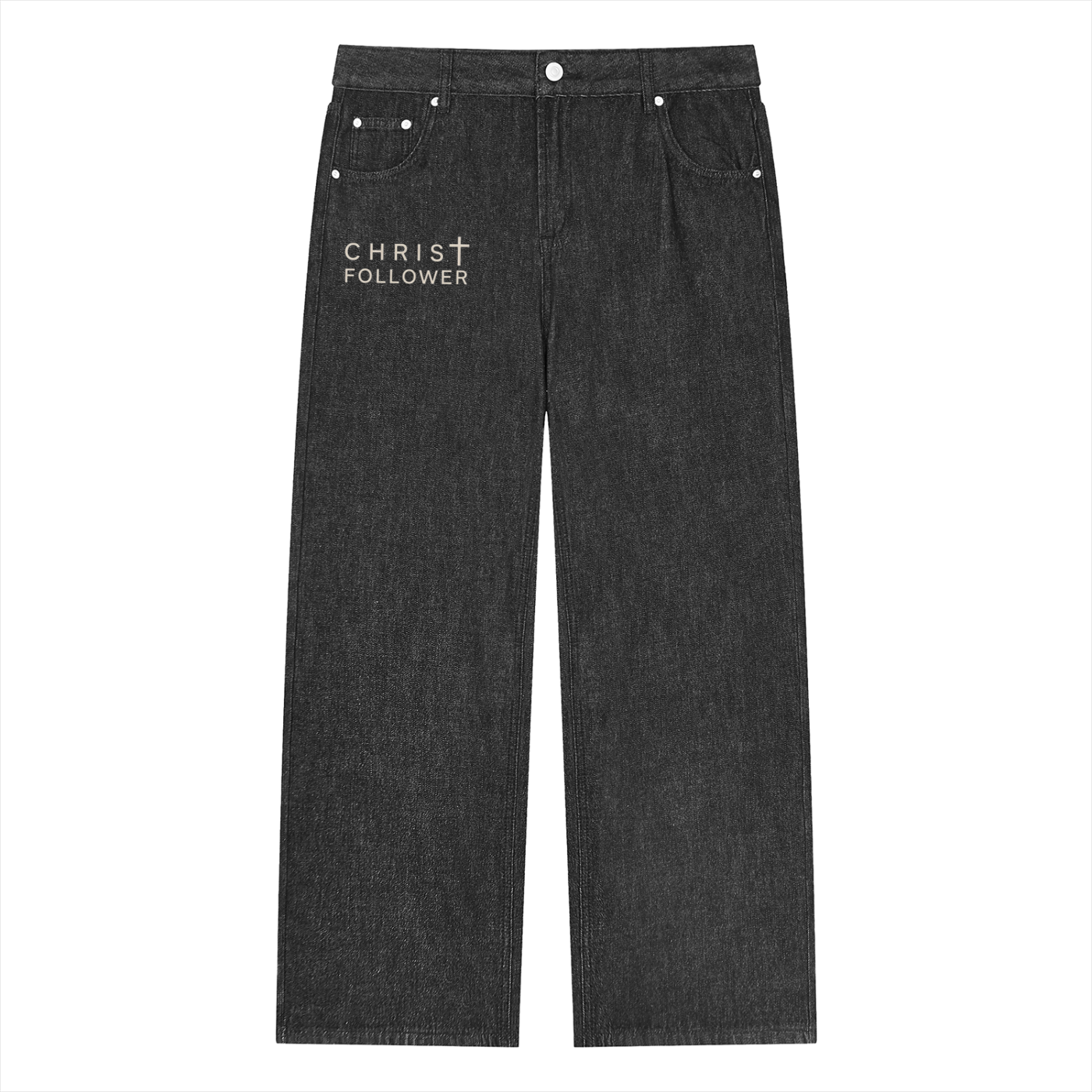 Unisex Vintage Wash Straight Leg Jeans