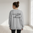 Female model - back view with Worries END where FAITH begins