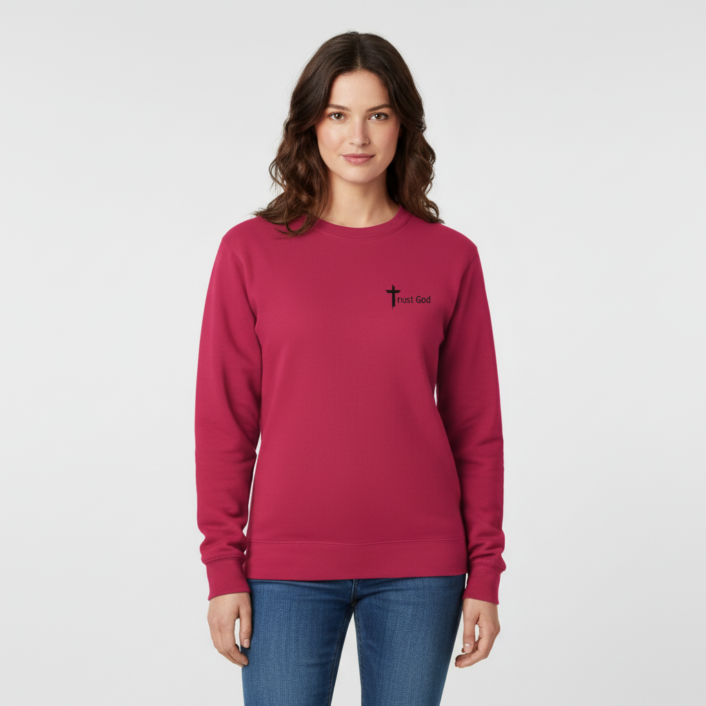 Female model - front view with Trust God design