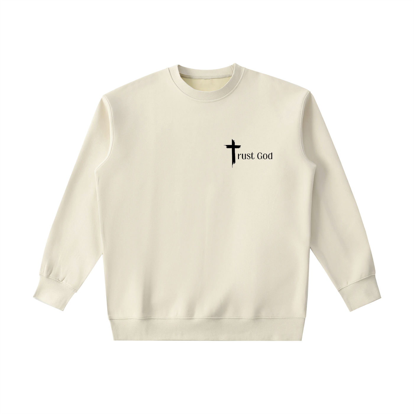 Trust God Crewneck sweatshirt by Kingdom Mind Apparel, featuring a comfortable fit with a faith-inspired design.