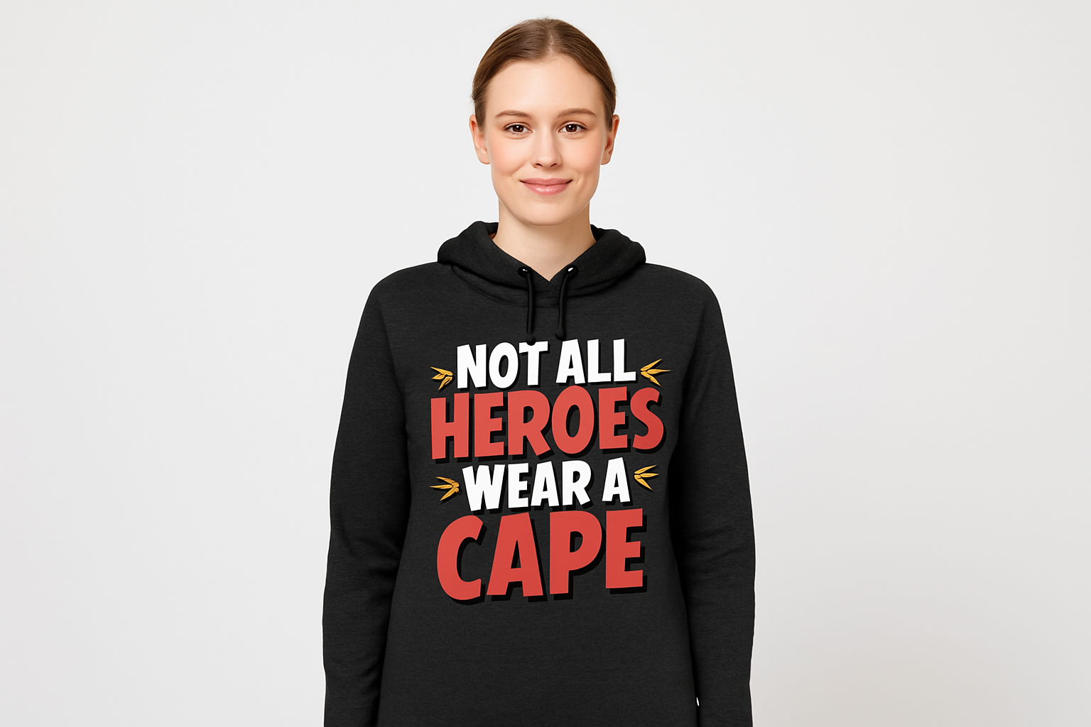 Front view - "Not All Heroes Wear A Cape" hoodie