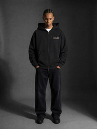 Unisex Loose Solid Full Zip Hoodie