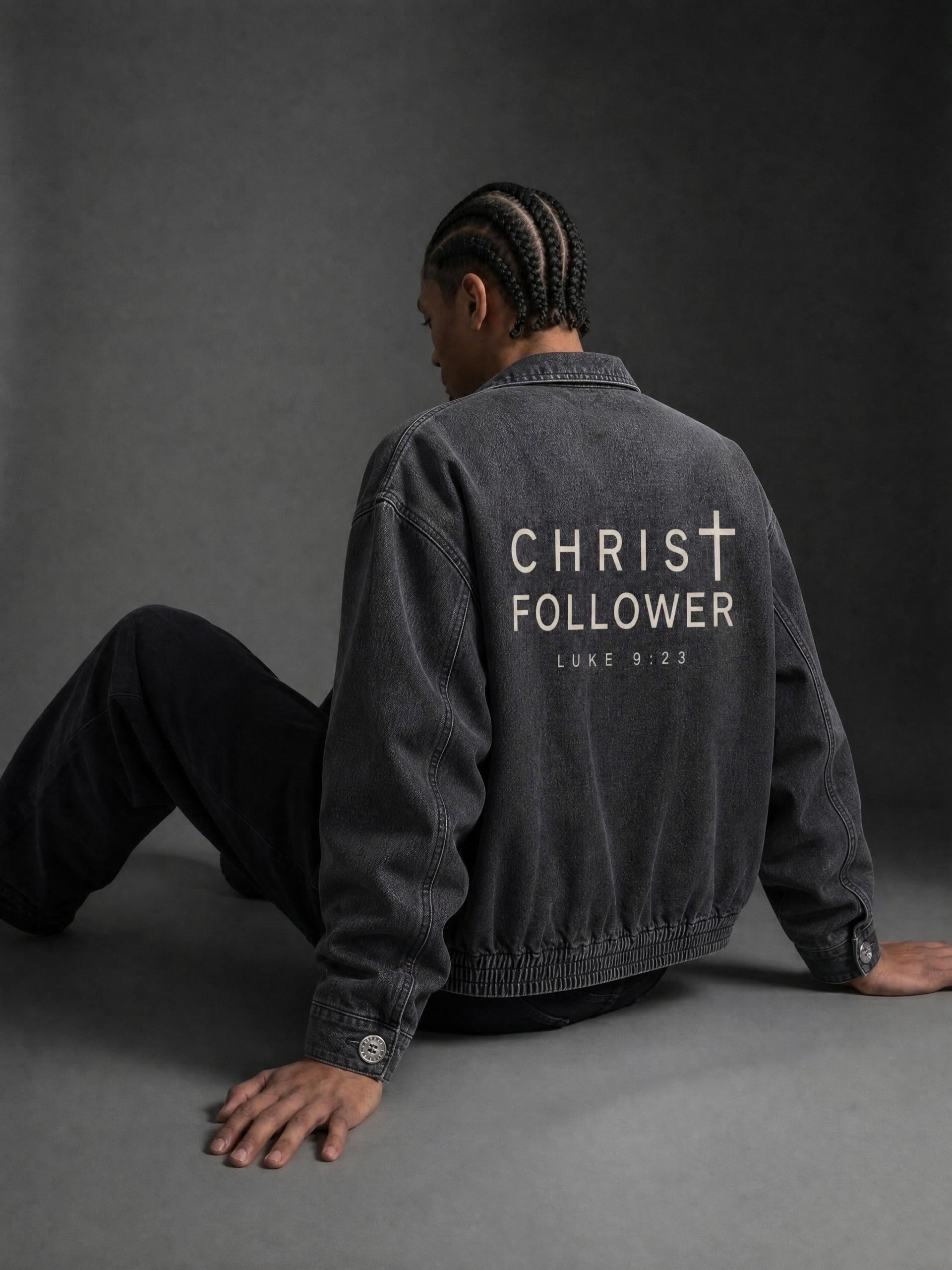 Unisex Vintage Wash Full-Zip Denim Jacket