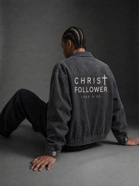 Unisex Vintage Wash Full-Zip Denim Jacket