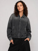 Unisex Vintage Wash Full-Zip Denim Jacket