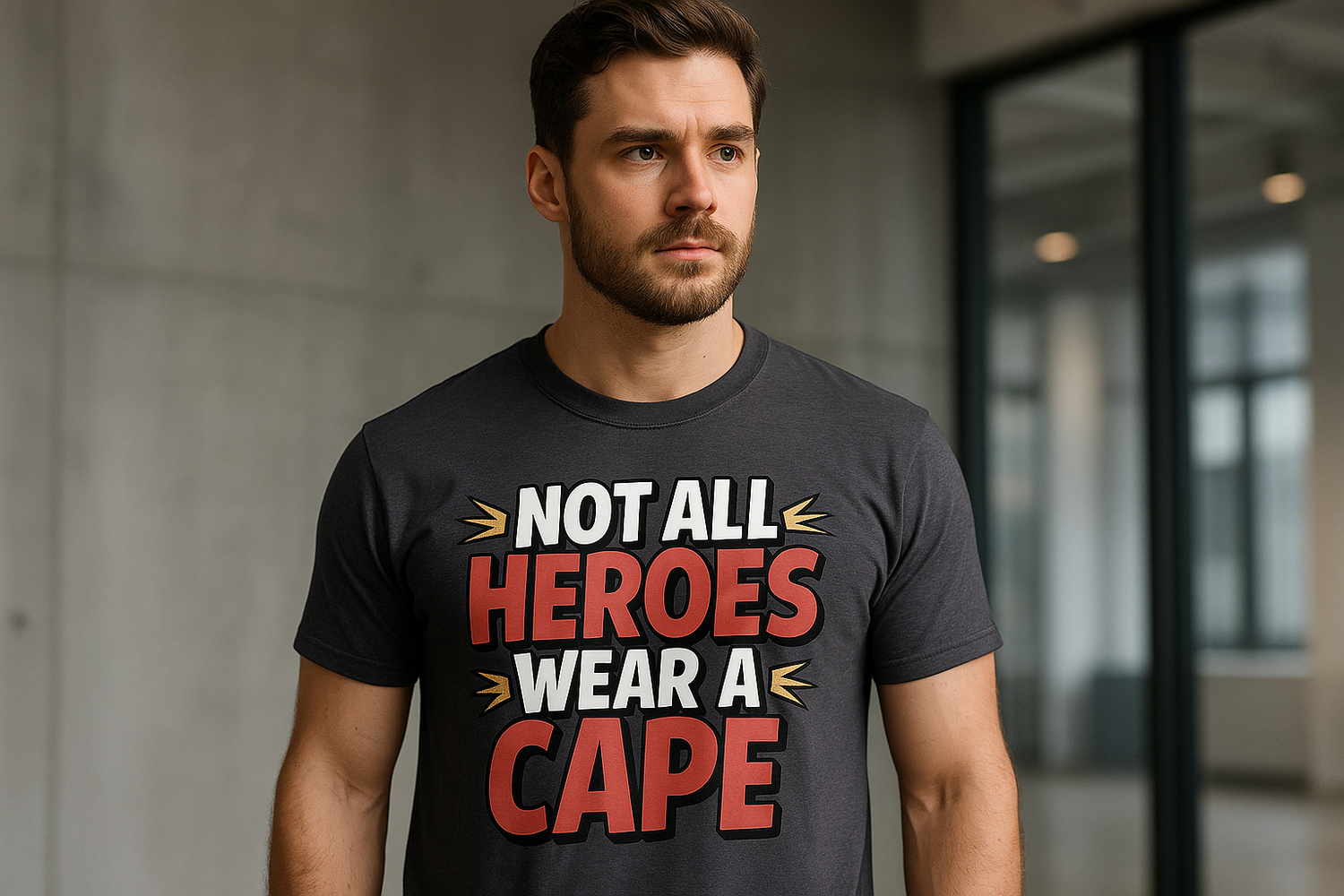 Model wearing shirt front