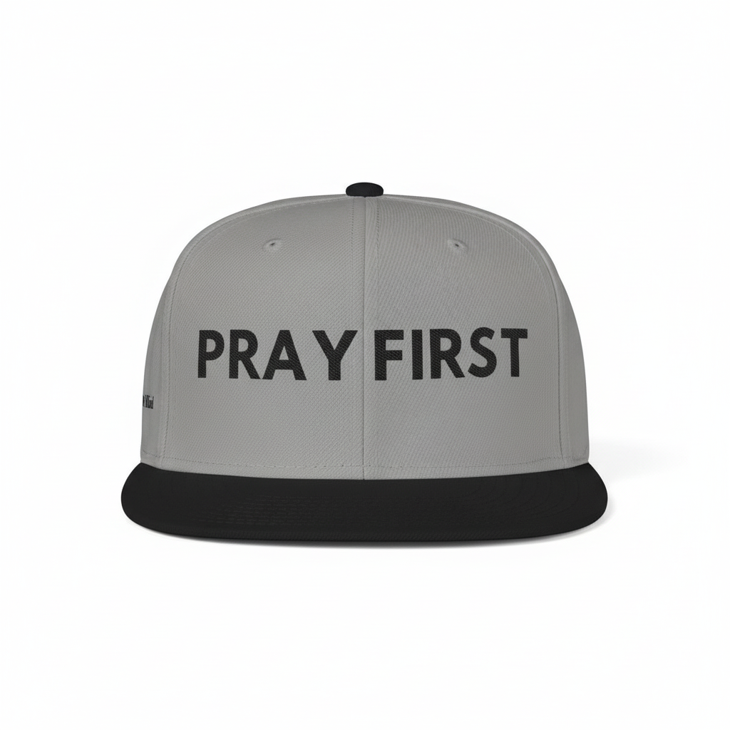 Pray First Embroidered Snapback