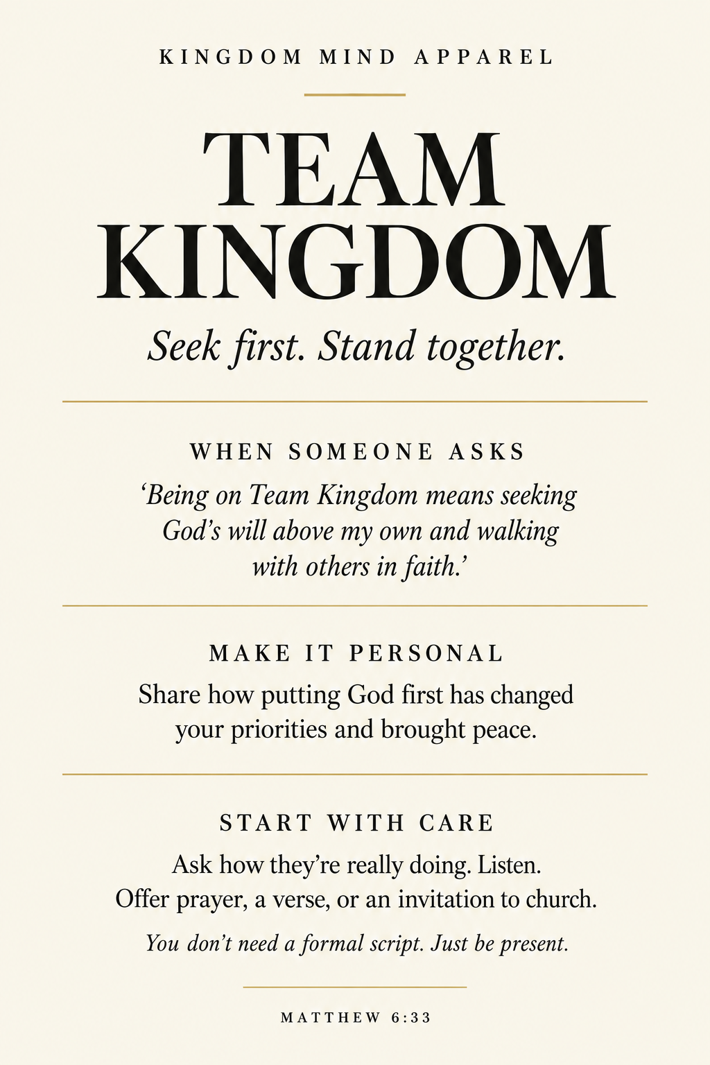 Team Kingdom faith-sharing poster